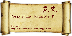 Porpáczy Kristóf névjegykártya