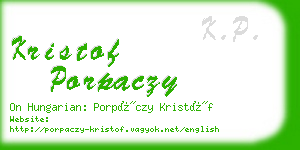 kristof porpaczy business card